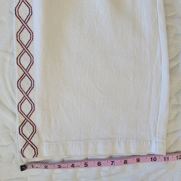 Soft Surroundings Mirage Embroidered Wide Leg Pants Cream With Red Trim Size Med - Picture 13 of 13